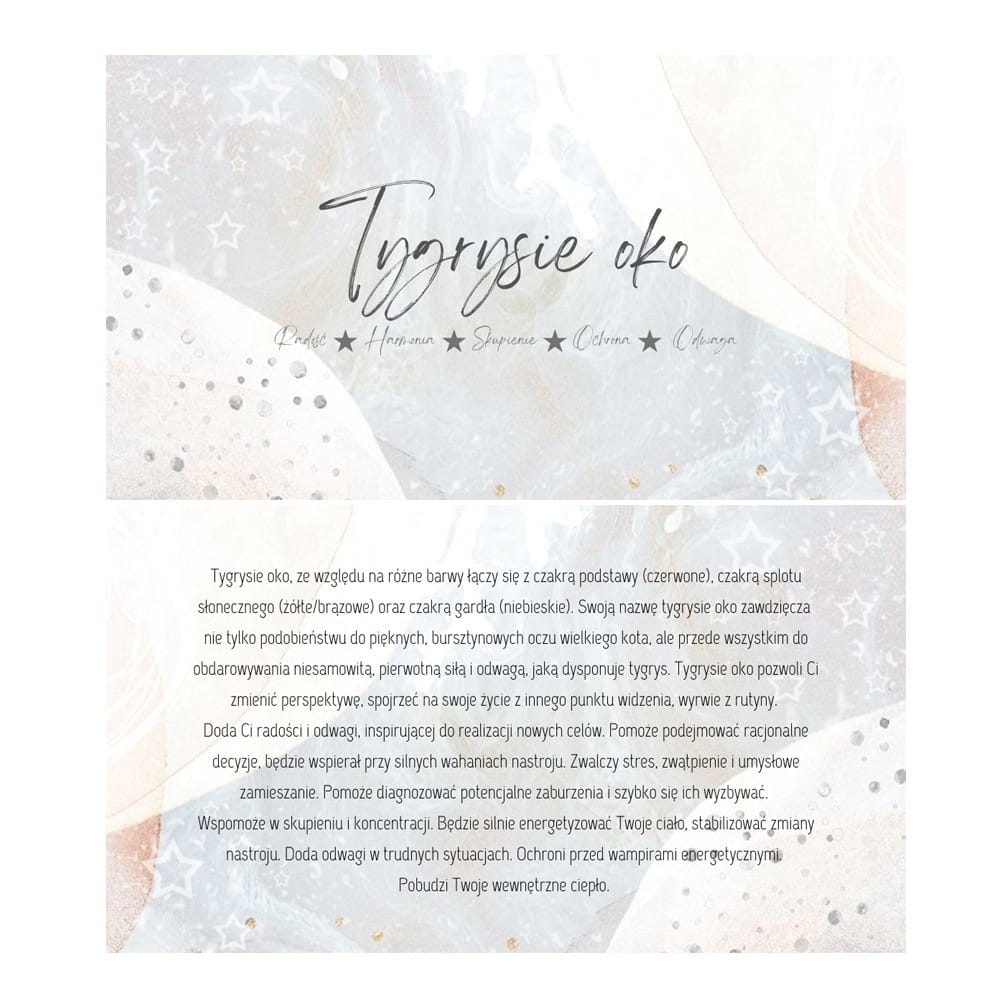 Tygrysie oko - karta z właściwościami kamienia