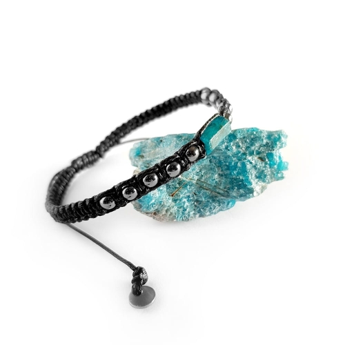 Męska bransoletka makramowa apatyt i hematyt