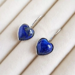 Kolczyki wiszące lapis lazuli serca stal chirurgiczna