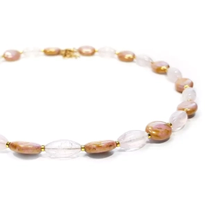 Verre naszyjnik choker unikat kwarc różowy, hematyt i szklane koraliki v.2
