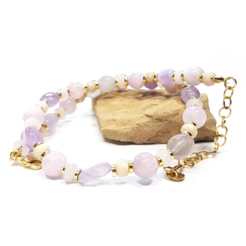 NAW1024 WEBP Naszyjnik unikat choker kunzyt, ametyst, kamień rzeczny, kwarc różowy i hematyt Magneska biżuteria.webp