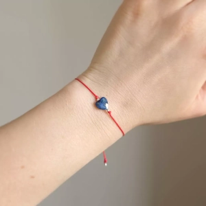 WishYouLuck lapis lazuli serce i srebro p.925 bransoletka szczęścia na czerwonym sznurku