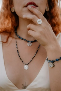 SUNSET - księżyc - choker lapis lazuli i srebro p.925