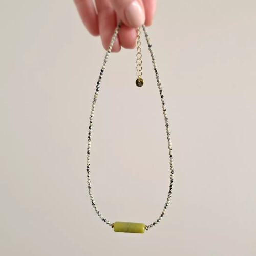 NAW1133 webp Naszyjnik unikat choker jadeit, jaspis dalmatyński i hematyt Magneska biżuteria.webp