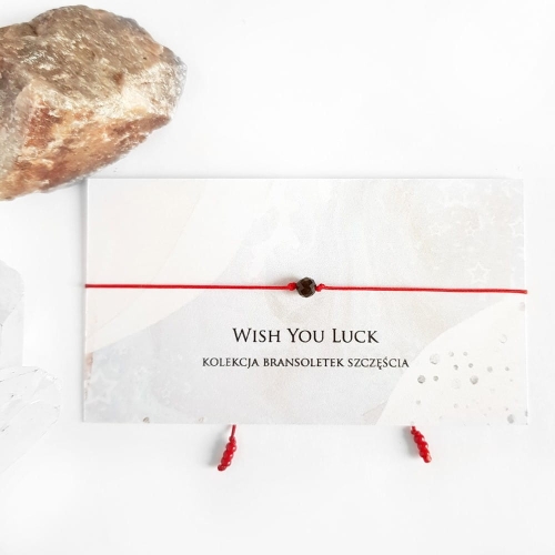 WishYouLuck obsydian złoty mini bransoletka szczęścia na czerwonym sznurku