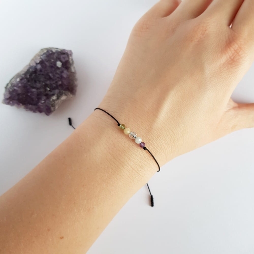 Bransoletka peridot, opal, topaz, akwamaryn i ametyst Zodiac Wodnik