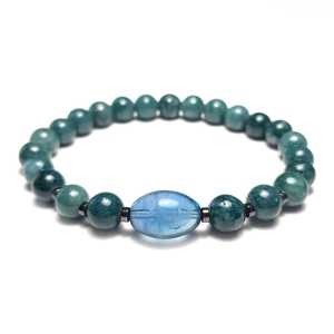 Męska bransoletka z kamieni naturalnych marmur i fluoryt