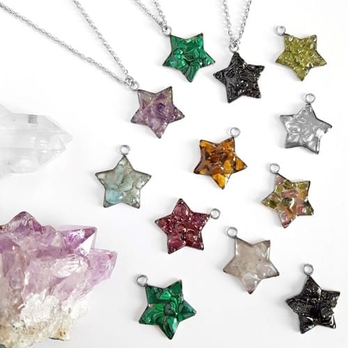 Naszyjnik peridot gwiazdka na srebrnym łańcuszku stal chirurgiczna Sparkles olivine