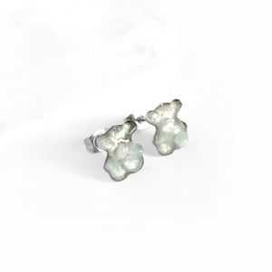 Kolczyki sztyfty misie akwamaryn w żywicy stal chirurgiczna Sparkles aquamarine